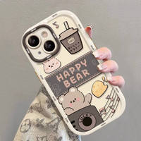 Nouveau Design Créatif Ours Dessin Animé Peinture pour iPhone 16 15 Pro Max 14 13 12 11 Givré Funda Mobile Couverture Arrière Téléphone étui