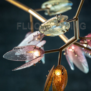 Lustre de luxe moderne personnalisé pour villa suspension fer fée envoi cristal rose lustre <span class=keywords><strong>fleur</strong></span> délicate - Product Image 5