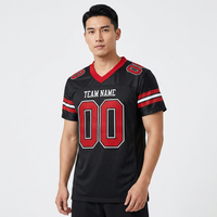 Set Jersey Sepak Bola Amerika Kustom Bernapas dengan Kerah V, Seragam Tim OEM, Jersey Olahraga Sublimasi untuk Pria dan Remaja