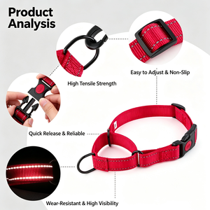 Cross-border Direct <b>Dog</b> Collar Teddy Large Medium Small <b>Dog</b> Foundation Fur Fight Reflective Nylon Pet Neck Retractable - Product Image 4