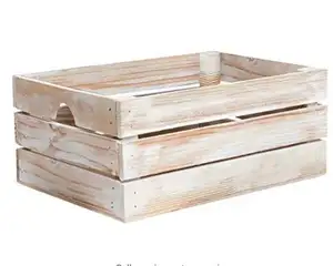 乡村白色水洗装饰木板箱储物容器盒水果篮