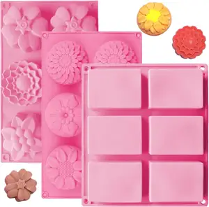 Silicone Soap Molds 6 Cavities Flower Making Mold Included Rectangle Shape Supplies Perfect for Handmade Soaps