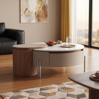 Table basse ronde en travertin naturel de luxe Wabi Sabi, table d'appoint moderne en bois pour salon