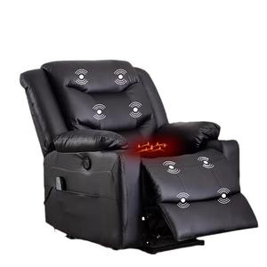 Chaise de canapé simple en cuir véritable avec fonction électrique et couche supérieure moderne en cuir de vachette pour petit appartement inclinable pour cinéma maison - Product Image 5