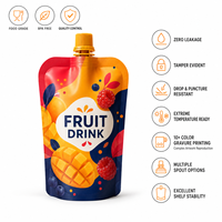 Pochette Doypack à bec verseur de qualité alimentaire avec logo personnalisé, soufflet latéral, facile à transporter, thermoscellable, pour jus, emballage plastique