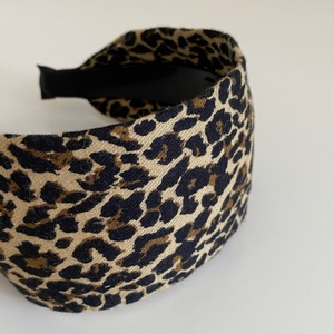 Serre-tête imprimé léopard pour femme en toile et mélange acrylique, style bohème, accessoire de coiffure et de maquillage pour toutes les saisons - Product Image 5