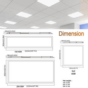 Stock US, panneau lumineux LED 2x2 à cadre mince de 40 W, rétroéclairé, panneau lumineux plat pour bureau, luminaire de panneau commercial - Product Image 6