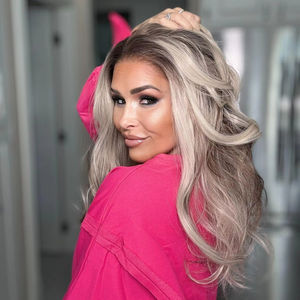 Perruque synthétique 13x6 transparente pour dentelle, racine foncée, longue, marron avec mèches blondes, 20 pouces, ligne de cheveux naturelle, résistante à la chaleur, sans colle - Product Image 1