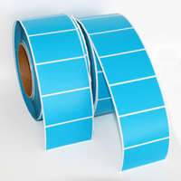 Étiquettes personnalisées vierges bleues, étiquettes personnalisées, papier enduit imperméable, sensibles à la pression, étiquettes d'expédition d'usine, étiquettes d'inventaire express