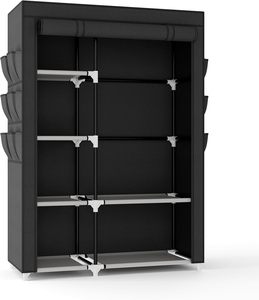 Large Capacity Multilayer Foldable Dustproof Floor Standing Fabric <b>Storage</b> Cabinet with Steel Tube for Bedroom and Kitchen - Product Image 4