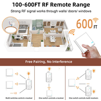 Relais intelligent sans fil Tuya 3 modes 10A prenant en charge 1000W LED Alexa Smart Home portée de 600 pieds IP66 étanche 433MHz télécommande