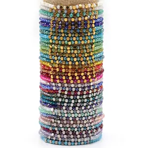 Bracelet de perles de verre à facettes faites à la main sur mesure Bracelets de perles de cristal multicolore pour femmes et hommes