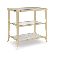 Console de luxe moderne convertible avec tiroir en acier inoxydable et panneau à accents dorés pour entrée de maison, appartement, chambre