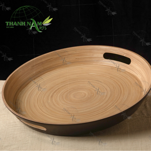 Bandeja de bambú natural para uso doméstico con acabado marrón oscuro Diseño rústico para comida de desayuno Logotipo personalizado - Product Image 6