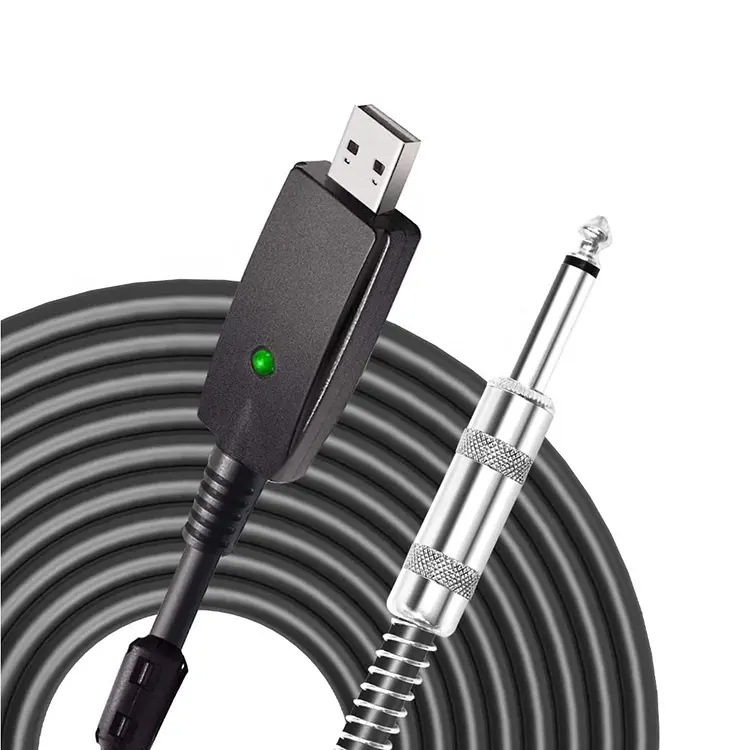 Universal PC Recording Electric BassにUSB Link Connection 6.35ミリメートルGuitar Jack Patch Cable