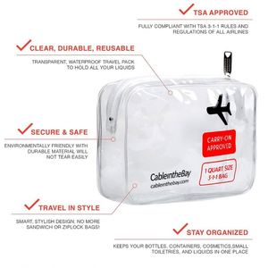 TSA Approved Airline Toiletry <b>Bag</b> Quart Sized with Zipper Airport Compliant Clear <b>Bag</b> Carry-On Luggage Travel Backpack - Product Image 2