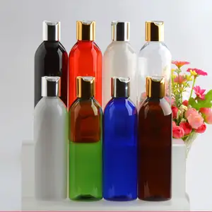 250ml 500ml Blue White Amber Clear Black Green Round Cosmetic Pet Lotion Bottle With Gold Silver Press Cap Supplier