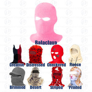 Masque de <span class=keywords><strong>ski</strong></span> cagoule pour hommes et femmes cagoule tricotée en détresse coupe-vent polaire masque complet temps froid - Product Image 4