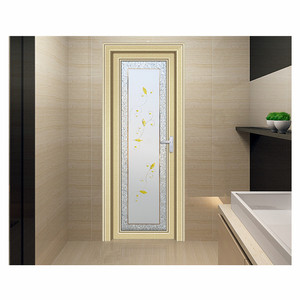 Impreso de transferencia de aluminio de grano de madera de Casa puerta principal único templado de vidrio de puerta abatible - Product Image 6