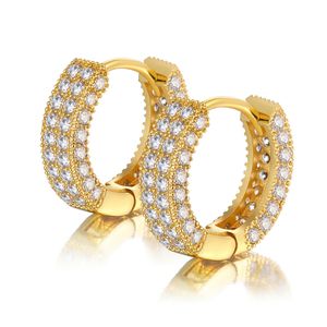 <strong>Frozen</strong> Sparkling <strong>Earrings</strong> Made of Brass with 18K Gold Plating, Double Row Zircon Diamond Hoop <strong>Earrings</strong>. - Product Image 1