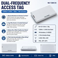 Carte RFID double fréquence 125KHz 2.4GHz pour personnel, portée de détection 10m, portée de lecture 100m, IP65, pour contrôle d'accès et gestion des présences aux portes automatiques
