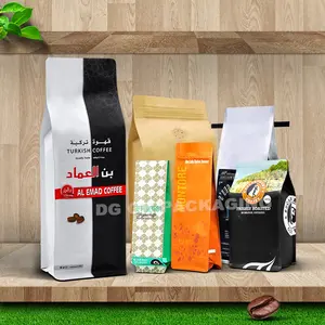 Coffee Bag Custom Flat Bottom Aluminum Foil Side Gusseted Bag Coffee/ Coffee Bean Packaging Bag Coffee Bag With Valve And Zipper