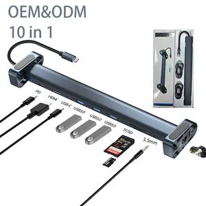 Hot Selling 10 in 1 Laptop Stand Docking Station USB C 3.0 Rj45 Network Port Type C USB C Hub Adapter Estacion De Acoplamiento