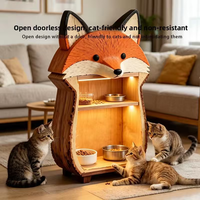 Meuble pour animaux de compagnie 2-en-1 en forme de renard, design moderne, avec éclairage LED, grand espace, faible MOQ, vente en gros