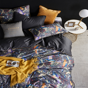 Juego de fundas de edredón de satén, ropa de cama con estampado de flores, Algodón puro largo, 300TC, 60S, tejido 100% de algodón, 60, 4 Uds. - Product Image 5