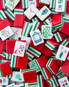 Tùy Chỉnh Giải Trí Bảng Mahjongg Gạch Màu Đỏ Và Màu Xanh Lá Cây Sơn Tay Mah Jong Gạch Bốn Tấn Mahjong Đặt Du Lịch - Product Image 1