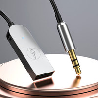 Para Bluetooth 5,0 Aux adaptador micrófono USB 3,5mm Jack inalámbrico coche receptor Kits resorte Audio Cable Altavoz manos libres para coche