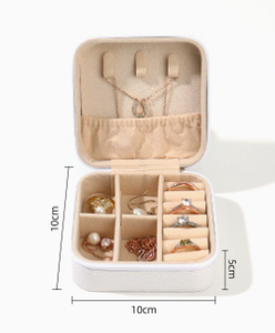 Premium PU Leather & Velvet Square Jewelry Organizer <b>Box</b> Zipper Closure for <b>Ring</b> Necklace Bracelet Storage-Travel Jewelry Case - Product Image 2