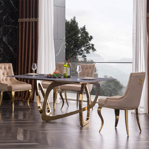 <span class=keywords><strong>Tavolo</strong></span> Moderno di Lusso con Piano in Pietra Sinterizzata e 6-8 Sedie in <span class=keywords><strong>Legno</strong></span> e Metallo per Cucina e Sala da Pranzo - Product Image 5