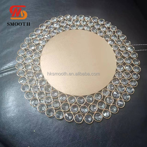 SMOOTH Wholesale 13 Inches Gold Wedding Charger Plates Clear Beads Wedding Excellent Decorative Dinner Charge Plate - Product Image 2
