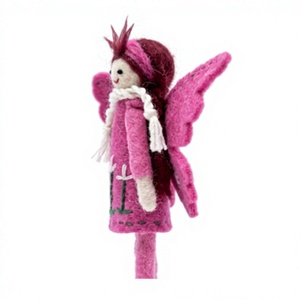 Handmade Eco-Friendly Pink Certified Wool <b>Fairy</b> <b>Ornament</b> Set Butterfly Shape Wall Hanging Christmas Decoration Traditional Style - Product Image 5