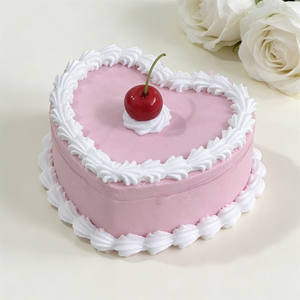 Boîte à bijoux réaliste en plastique rose en forme de cœur 13,5 cm, écologique, avec crème de cerise artificielle, cadeau mignon, accessoire photo, présentoir Y2K - Product Image 1