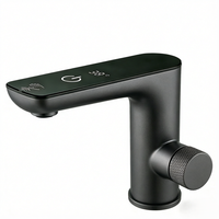 Robinet de salle de bain à capteur en or brossé avec affichage LED, robinet de lavabo intelligent tactile, robinet automatique