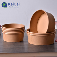 Bol à salade en papier kraft biodégradable et recyclable, boîte d'emballage alimentaire jetable avec impression personnalisée et logo sur mesure