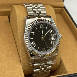 Luxury Men's <b>Automatic</b> Mechanical Watch with Roman Numeral Dial NH35 Movement Magnifier Waterproof Feature Business <b>Wristwatch</b> - Product Image 1