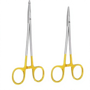 TC Mayo Hegar Needle/Suture Holder Driver BA0021 Handheld Reusable Stainless Steel Inserts Gold <b>Rings</b> Cutting By Blush Surgical - Product Image 2