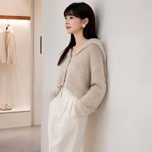 2026 Blank <strong>Navy</strong> Collar <strong>Cardigan</strong> Coat Knitwear Crochet Knitted Outfit Plain Short Sweaters Buttons Fluffy Cropped <strong>Cardigans</strong> Women - Product Image 5
