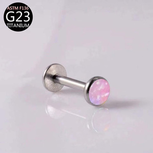 Piercing Labret Unisexe en Alliage <span class=keywords><strong>de</strong></span> Titane F136 avec <span class=keywords><strong>Opale</strong></span> Australienne 09 et Filetage Interne G23 pour Piercing Corporel - Bijoux E-commerce - Product Image 4