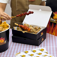 Emballages personnalisés écologiques jetables et recyclables en carton imprimé avec logo pour la restauration rapide, boîtes à emporter pour poulet frit et hamburgers