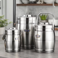 Lonchera Térmica de Acero Inoxidable de Lujo de Gran Capacidad (2L-10L), Juego de Recipientes para Alimentos RQ, Termo para Almuerzo