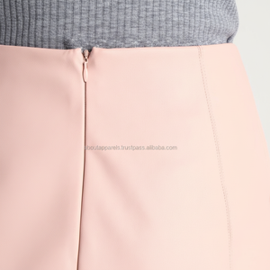 Mini jupe crayon noire taille haute pour femmes, en cuir véritable de mouton souple, fente latérale, sur mesure, - Product Image 1