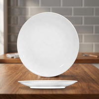 Assiette de table en porcelaine blanche, accessoire de base en céramique ronde et unie, de haute qualité