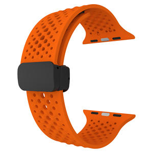 Bracelet de montre en silicone à boucle magnétique ventilée, compatible avec Apple Watch Ultra 9876543210 séries SE - Product Image 3