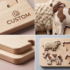 <span class=keywords><strong>Puzzle</strong></span> <span class=keywords><strong>in</strong></span> <span class=keywords><strong>Legno</strong></span> Montessori Personalizzato con <span class=keywords><strong>Animali</strong></span> della Fattoria, Gioco Educativo STEM per il Riconoscimento della Fauna Selvatica, Tavola di Abbinamento Colorata - Product Image 2
