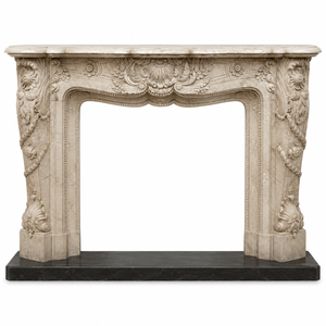 Customized Marble Fireplace Modern Hand Carved Luxury Cream Grey Marble Fireplace Mantel Marble Fireplace Surround - Product Image 2