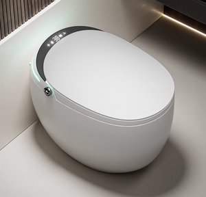 Inodoro inteligente moderno de cerámica de una pieza con bidé eléctrico, negro, alargado, con descarga automática, sifón en S y doble descarga, accesorio de baño. - Product Image 4